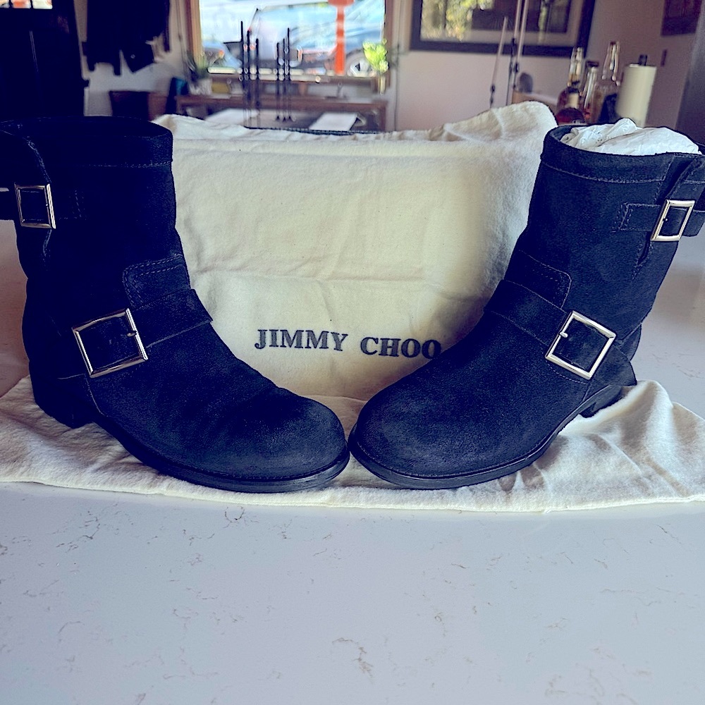 JIMMY CHOO Biker Boots*PRICED TO SELL! Beautiful Navy Blue Suede! Size 39